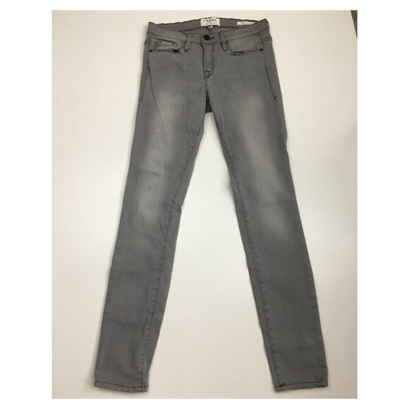 FRAME Denim Gray Westgate 5 Pocket Logo Hardware Le Skinny De Jeanne Crop Jeans - Picture 1 of 16